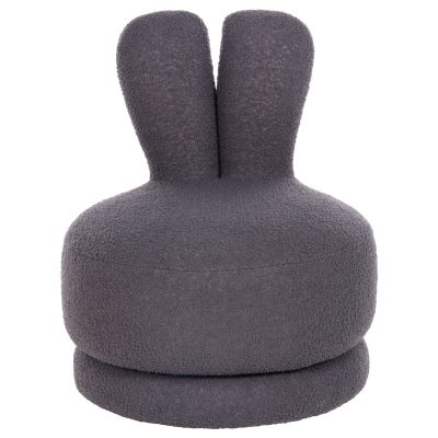 STOOL WITH BACKREST SWIVEL FRIVO HM9774.01 GREY TEDDY FABRIC 51x51x61Hcm.