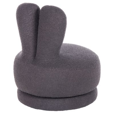 STOOL WITH BACKREST SWIVEL FRIVO HM9774.01 GREY TEDDY FABRIC 51x51x61Hcm.