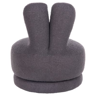 STOOL WITH BACKREST SWIVEL FRIVO HM9774.01 GREY TEDDY FABRIC 51x51x61Hcm.