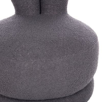 STOOL WITH BACKREST SWIVEL FRIVO HM9774.01 GREY TEDDY FABRIC 51x51x61Hcm.