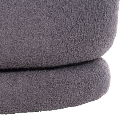 STOOL WITH BACKREST SWIVEL FRIVO HM9774.01 GREY TEDDY FABRIC 51x51x61Hcm.