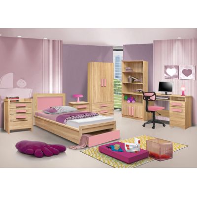 Легло с чекмедже Playroom HM330.02 Сонама-Розово 90x190см