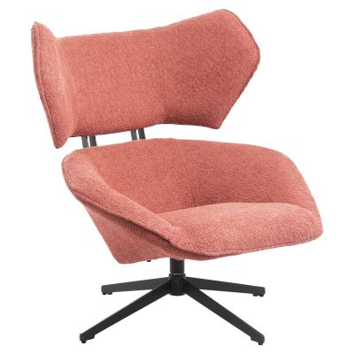 ARMCHAIR SWIVEL BRYLL HM9597.02 PINK BOUCLE-BLACK METAL BASE 86x90x97Hcm.