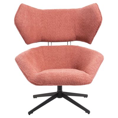 ARMCHAIR SWIVEL BRYLL HM9597.02 PINK BOUCLE-BLACK METAL BASE 86x90x97Hcm.