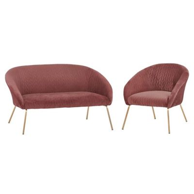 LIVING ROOM SET 2PCS HM11253.02 FROM VELVET DUSTY PIINK WITH GOLD LEGS