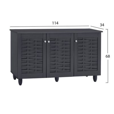 Shoe Cabinet Wooden 3 Doors HM2211.10 Grey 114x34x68