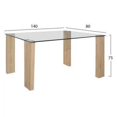 Set dining table 5 pieces with table Morgan 140x80x75 & Armchair Leah Cypress Green HM11411