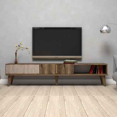 TV STAND HM9512.01 MELAMINE IN WALNUT COLOR 180x35x40Hcm.