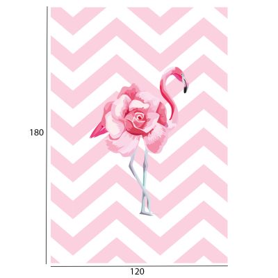 HM7679.12 120Χ180cm, pink flamingo carpet, fringes