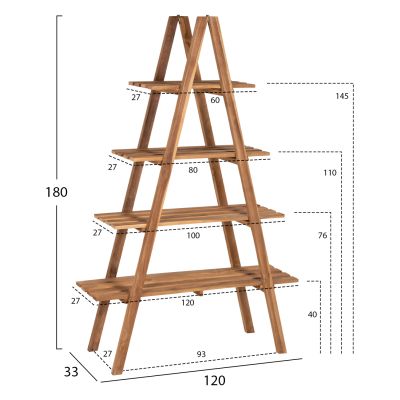 BOOKCASE STAM HM7895 TEAK WOOD IN NATURAL COLOR 120x33x180Hcm