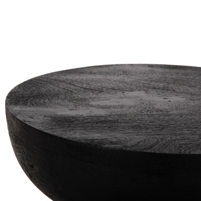 STOOL ROUND SCALLOP HM9702 SOLID MANGO WOOD IN BLACK Φ35x45Hcm.