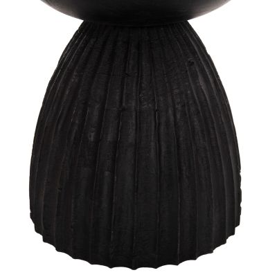 STOOL ROUND SCALLOP HM9702 SOLID MANGO WOOD IN BLACK Φ35x45Hcm.