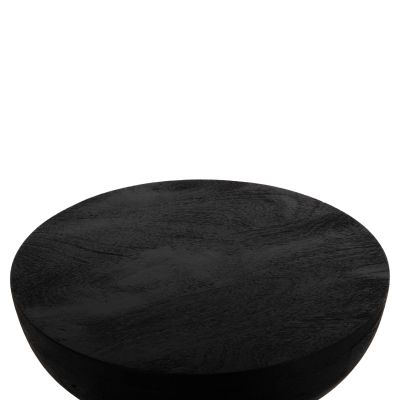 STOOL ROUND SCALLOP HM9702 SOLID MANGO WOOD IN BLACK Φ35x45Hcm.