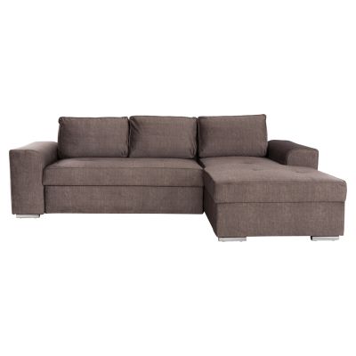 RIGHT CORNER SOFA NACHO HM3279.03R BROWN FABRIC-SILVER METAL LEGS 270x88-163x71-88 Hcm.