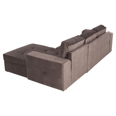 RIGHT CORNER SOFA NACHO HM3279.03R BROWN FABRIC-SILVER METAL LEGS 270x88-163x71-88 Hcm.