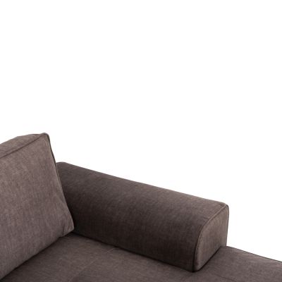 RIGHT CORNER SOFA NACHO HM3279.03R BROWN FABRIC-SILVER METAL LEGS 270x88-163x71-88 Hcm.