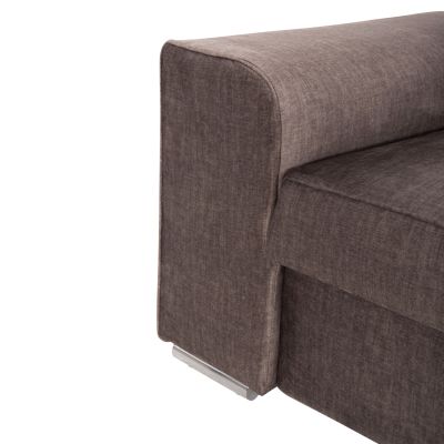 RIGHT CORNER SOFA NACHO HM3279.03R BROWN FABRIC-SILVER METAL LEGS 270x88-163x71-88 Hcm.