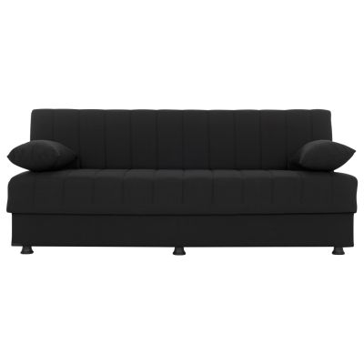 Hm3239.01 ANDRI three-seater sofa-bed, black fabric, short legs, without arms