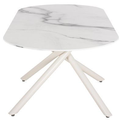 DINING TABLE PRENTIS HM9770.01 CERAMIC 12mm TOP IN WHITE MARBLE-WHITE METAL LEGS 180x90x76Hcm.