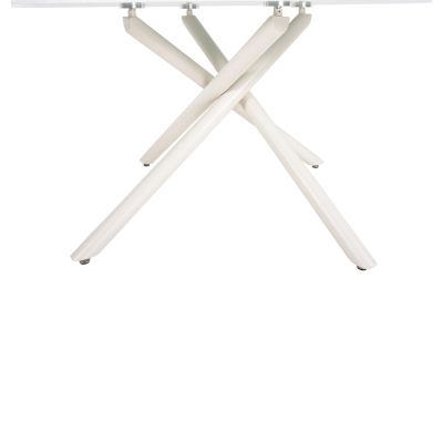 DINING TABLE PRENTIS HM9770.01 CERAMIC 12mm TOP IN WHITE MARBLE-WHITE METAL LEGS 180x90x76Hcm.