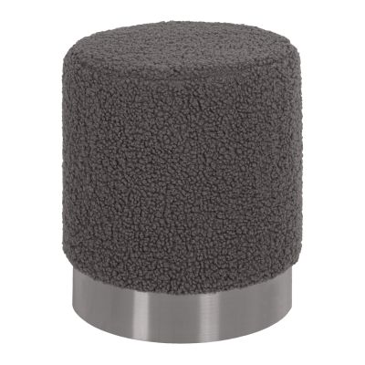 STOOL LEVY HM8408.21 BOUCLE FABRIC GREY-SILVER BASE Φ35x42Hcm.