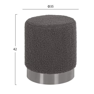 STOOL LEVY HM8408.21 BOUCLE FABRIC GREY-SILVER BASE Φ35x42Hcm.