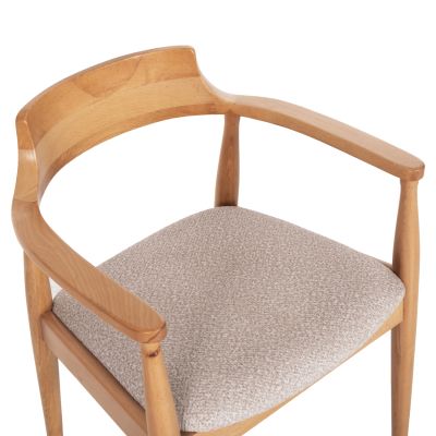 DINING ARMCHAIR MEXI HM18019.01 BEECH WOOD IN NATURAL-FABRIC IN BEIGE 57x51x77Hcm.