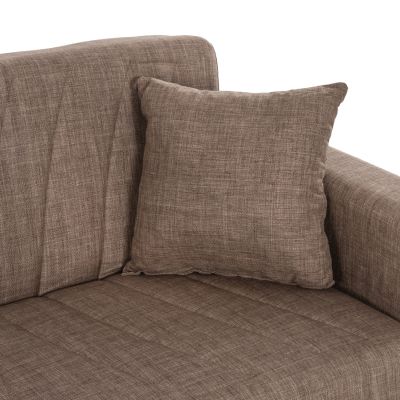 SOFABED POLYA 2-SEATER HM3241.12 WITH BROWN FABRIC & STORAGE SPACE 144x84x77Hcm.