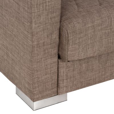 SOFABED POLYA 2-SEATER HM3241.12 WITH BROWN FABRIC & STORAGE SPACE 144x84x77Hcm.