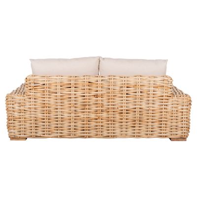 OUTDOOR SOFA 2-SEATER TROPEL HM9809 MANGO WOOD-RATTAN NATURAL COLOR-WHITE CUSHIONS 192x88x70-85Hcm.