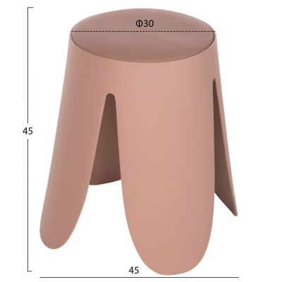 STOOL DENTY HM9619.05 POLYPROPYLENE IN DUSTY PINK-PU SEAT IN BLACK Φ30x45Hcm.