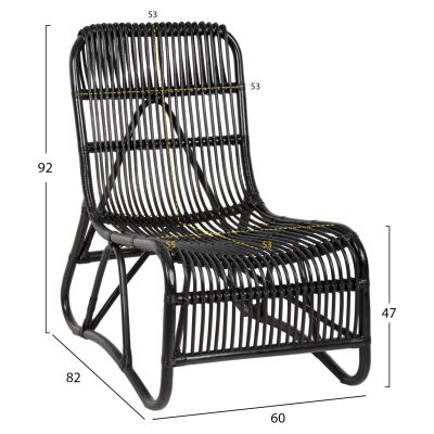 КРЕСЛО BRONNY ЗА ВЪНШНА УПОТРЕБА HM9644.03 РАТАН В ЧЕРЕН ЦВЯТ 60x82x92Hcm.