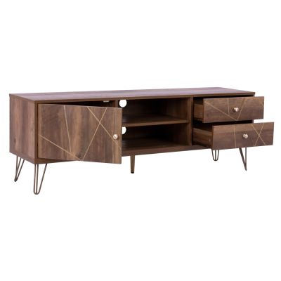 TV set Kaitlyn HM8652 Walnut with Gold 150x39,5x51,5 cm.