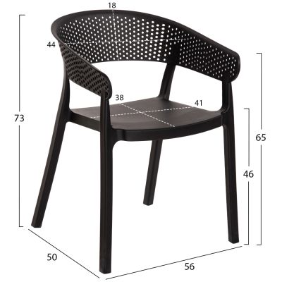 ARMCHAIR POLYPROPYLENE PERFOE HM5941.02 IN BLACK 53,5x50,5x73Hcm.