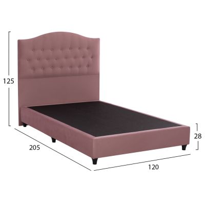 HM647.12 bed MALENA, dusty pink velvet, 120x200cm