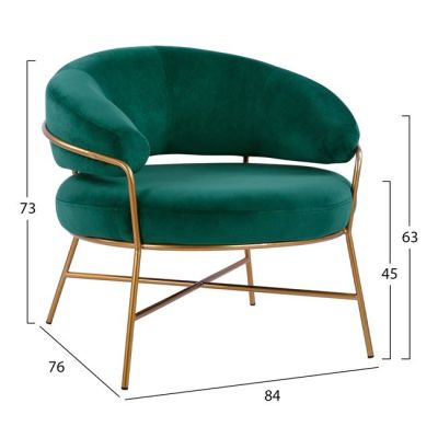 Armchair Trudi HM8639.03 Cypress Green velvet, gold frame 84x79x74cm