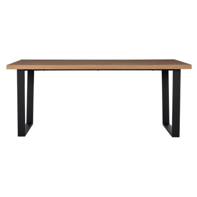 DINING TABLE ASTORIA HM9012 MDF TOP WITH OAK WOOD VENEER METAL LEGS RUSTIC STYLE 180X90X75H