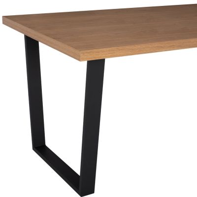 DINING TABLE ASTORIA HM9012 MDF TOP WITH OAK WOOD VENEER METAL LEGS RUSTIC STYLE 180X90X75H