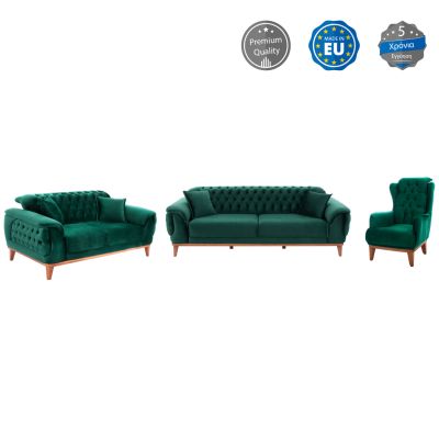 HM11745.13, BENNINGTON, 3-pcs set, cypress green velvet