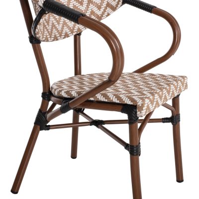 ARMCHAIR ALUMINUM HM5861.03 BAMBOO LOOK BROWN-WHITE56.5x56.5x82 cm.