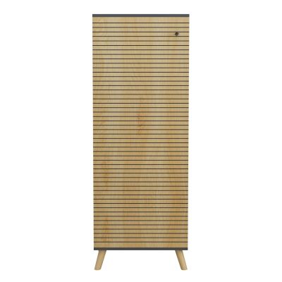 SHOE CABINET ALVARO HM8954.15 MELAMINE IN ANTHRACITE-NATURAL WOOD 50Χ38Χ135Hcm.