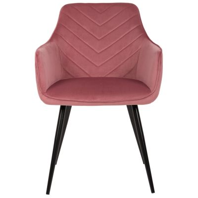 ARMCHAIR LATRELL HM8582.02 DUSTY PINK VELVET & BLACK METAL LEGS 55x57x84Hcm.