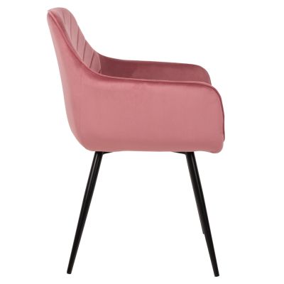 ARMCHAIR LATRELL HM8582.02 DUSTY PINK VELVET & BLACK METAL LEGS 55x57x84Hcm.