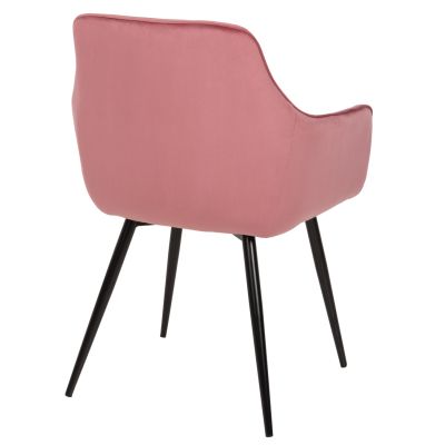 ARMCHAIR LATRELL HM8582.02 DUSTY PINK VELVET & BLACK METAL LEGS 55x57x84Hcm.