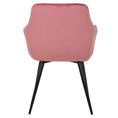 ARMCHAIR LATRELL HM8582.02 DUSTY PINK VELVET & BLACK METAL LEGS 55x57x84Hcm.