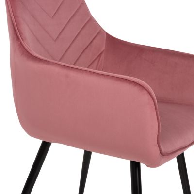 ARMCHAIR LATRELL HM8582.02 DUSTY PINK VELVET & BLACK METAL LEGS 55x57x84Hcm.