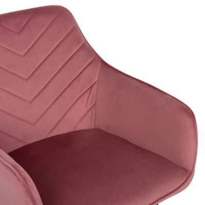 ARMCHAIR LATRELL HM8582.02 DUSTY PINK VELVET & BLACK METAL LEGS 55x57x84Hcm.