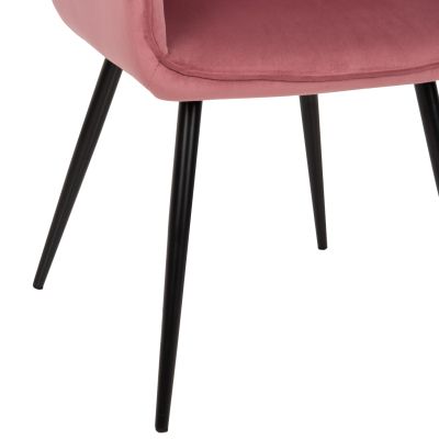 ARMCHAIR LATRELL HM8582.02 DUSTY PINK VELVET & BLACK METAL LEGS 55x57x84Hcm.