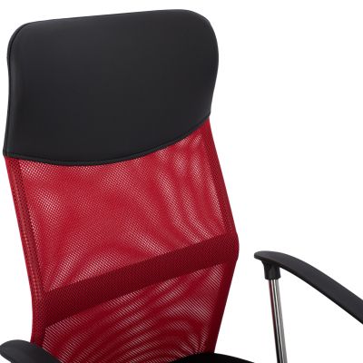 Офис стол HM1000.07 Black Red Mesh хромиран крак 61x58x118