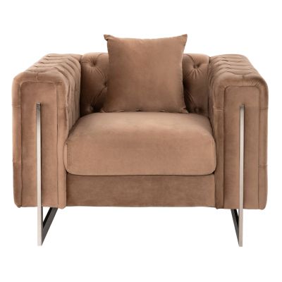 ARMCHAIR t.CHESTERFIELD MOBAR HM3261.03 VELVET BEIGE-METAL LEGS 99x86,5x77Hcm.